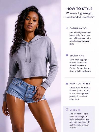 Women's Cropped Pullover Hoodie 8512